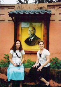 Becky Weinstein and Roselle Chartock in front of an image of W.E.B. Du Bois near the Ancestral Graveyard, where two New York slaves were reinterred. Photos courtesy Roselle Chartock